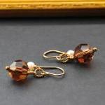 Brown Crystal Earrings 14k Gold Filled