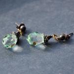 Mint Green Earrings Pastel Sage Pistachio Oxidized..